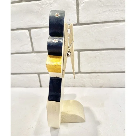 VTG‎ Handmade Wood Clothespin Duck Recipe,Memo,Note ,Card Holder Folk Art - Picture 2 of 11